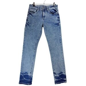 Benjamin Black Slim Fit Jeans Men's Size 30x30 Blue Wash Whiskering Design